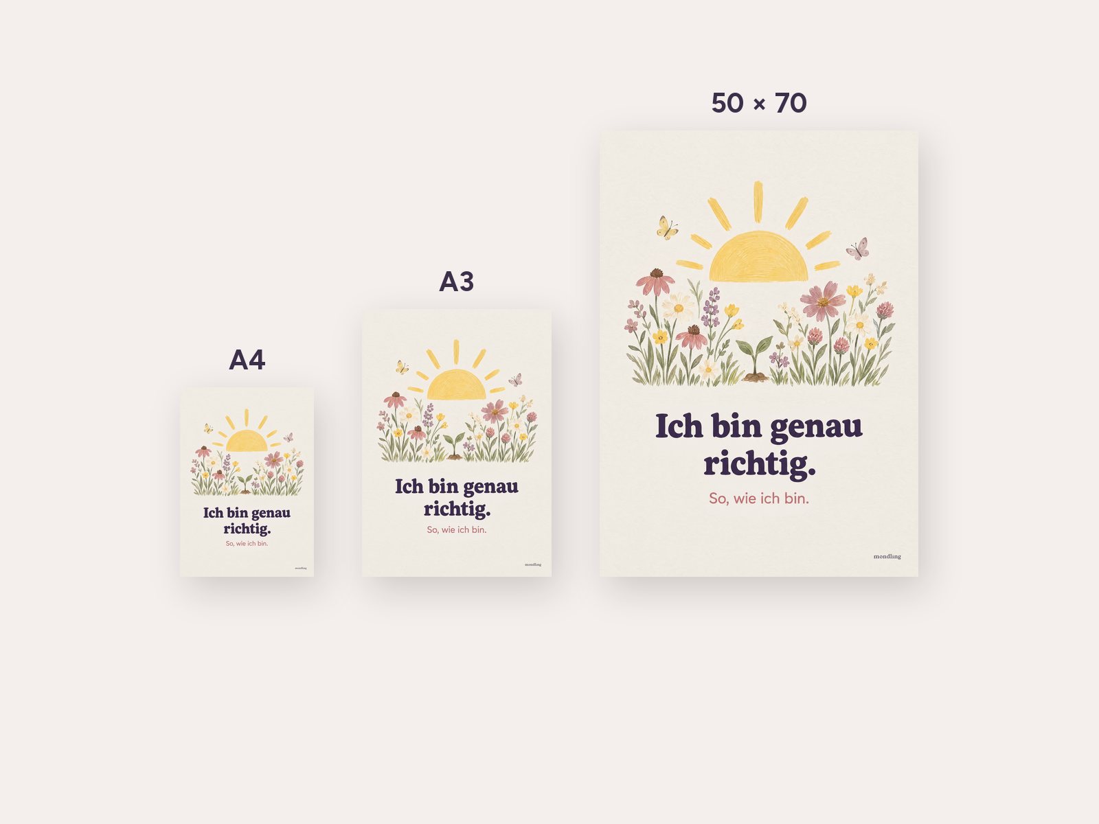 Größenvergleich der drei Formate
