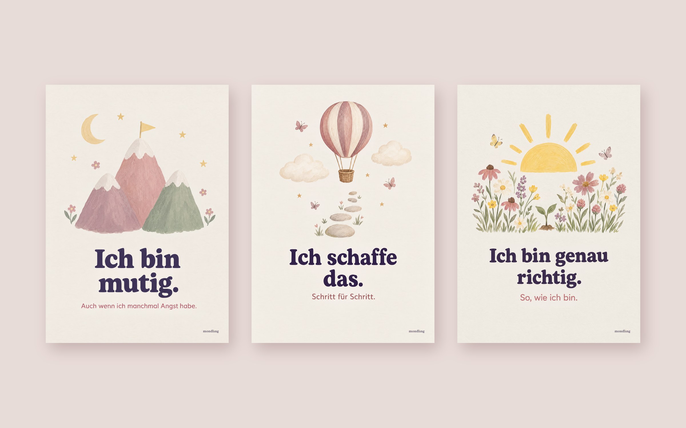 Die drei Mutmach-Poster nebeneinander